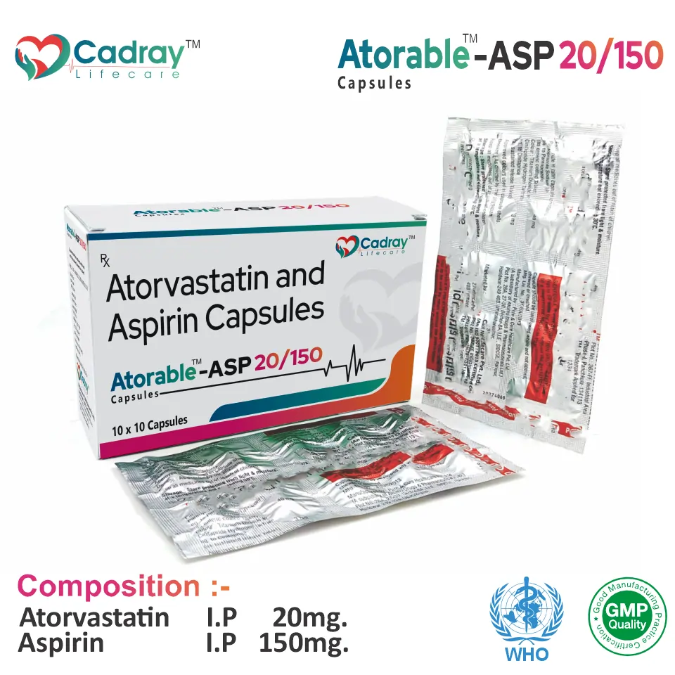 Atorvastatin 20mg Aspirin 150mg Capsule best price for PCD pharma franchise